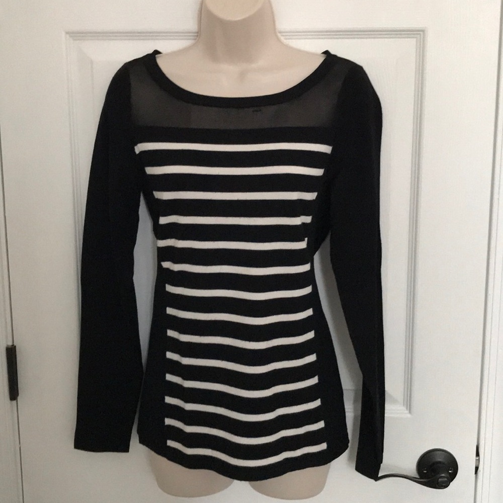 Inc International black white striped sweater, m